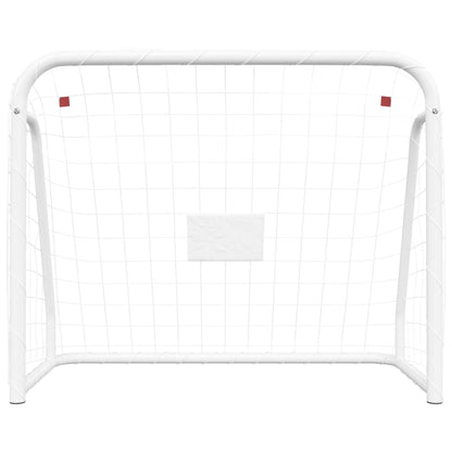 Voetbaldoel Met Net 214X75X152 Cm Staal En Polyester Wit 214 x 75 x 152 cm
