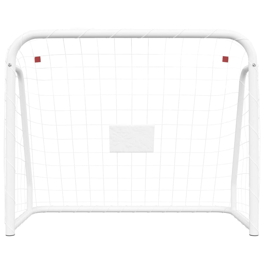 Voetbaldoel Met Net 214X75X152 Cm Staal En Polyester Wit 214 x 75 x 152 cm
