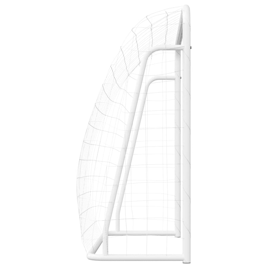 Voetbaldoel Met Net 214X75X152 Cm Staal En Polyester Wit 214 x 75 x 152 cm