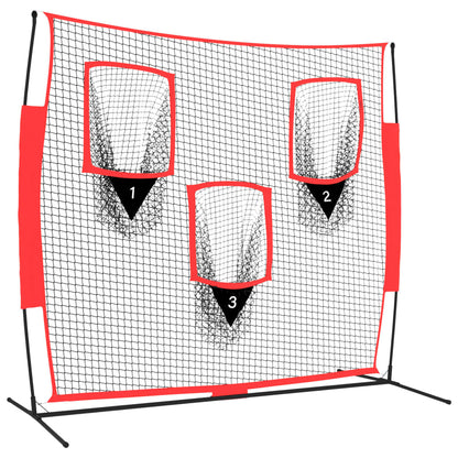 Honkbalnet Draagbaar 183X105X183 Cm Polyester Zwart En Rood