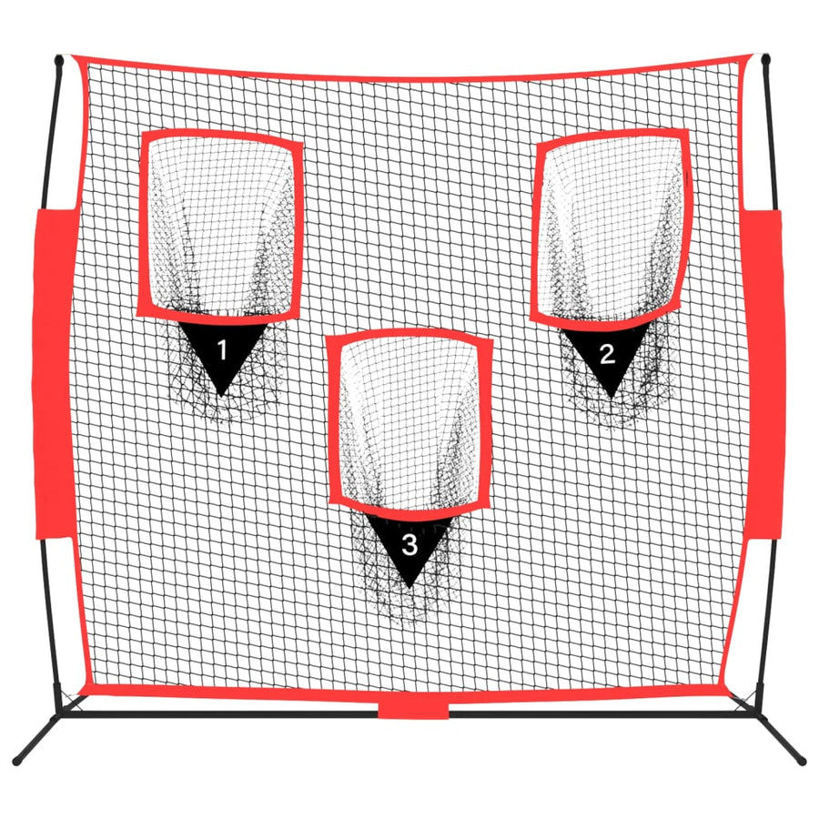 Honkbalnet Draagbaar 183X105X183 Cm Polyester Zwart En Rood