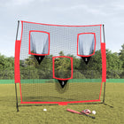 Honkbalnet 183x105x183 cm polyester zwart rood