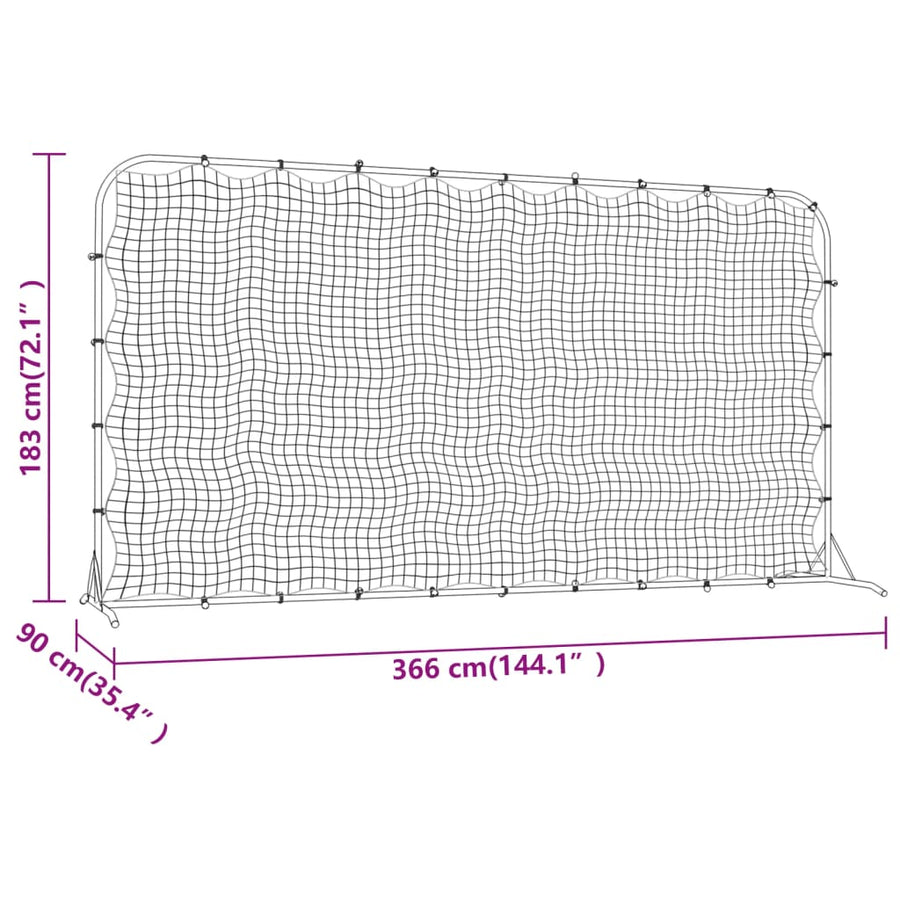 Voetbal Rebounder 366X90X183 Cm Hdpe Zwart