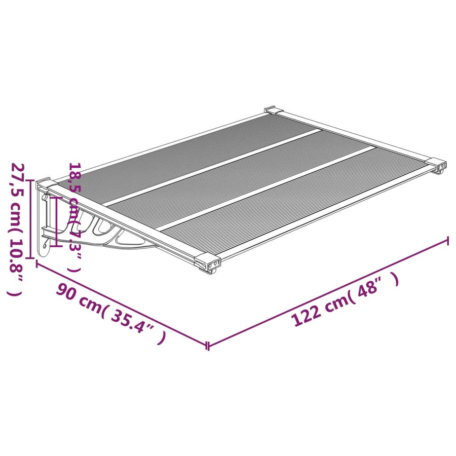 Deurluifel 122X90 Cm Polycarbonaat Grijs En Transparant