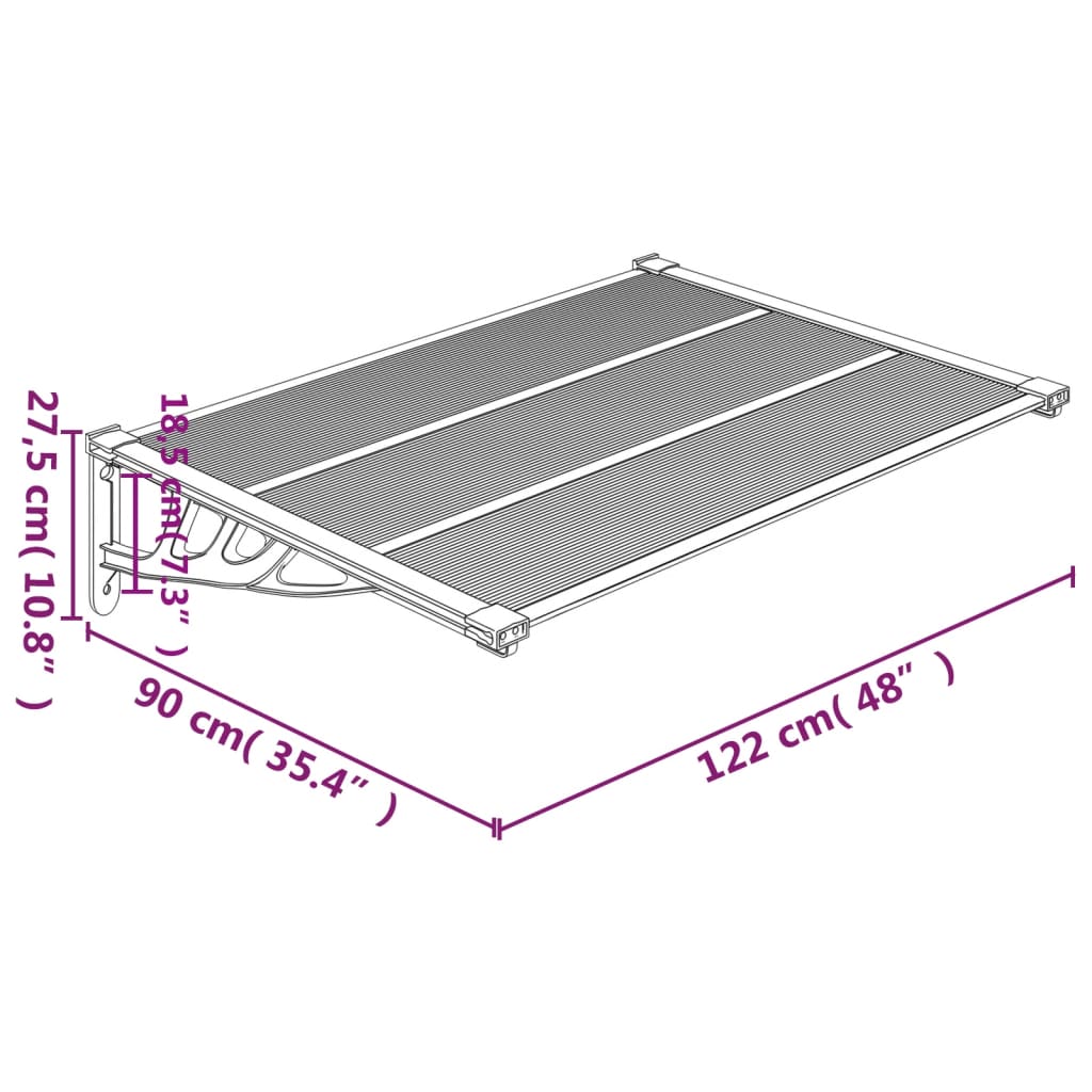 Deurluifel Polycarbonaat Zwart 122 x 90 cm