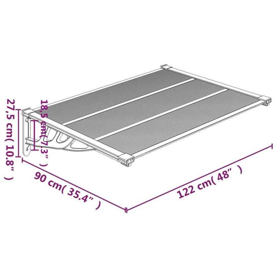 Deurluifel Polycarbonaat Zwart 122 x 90 cm