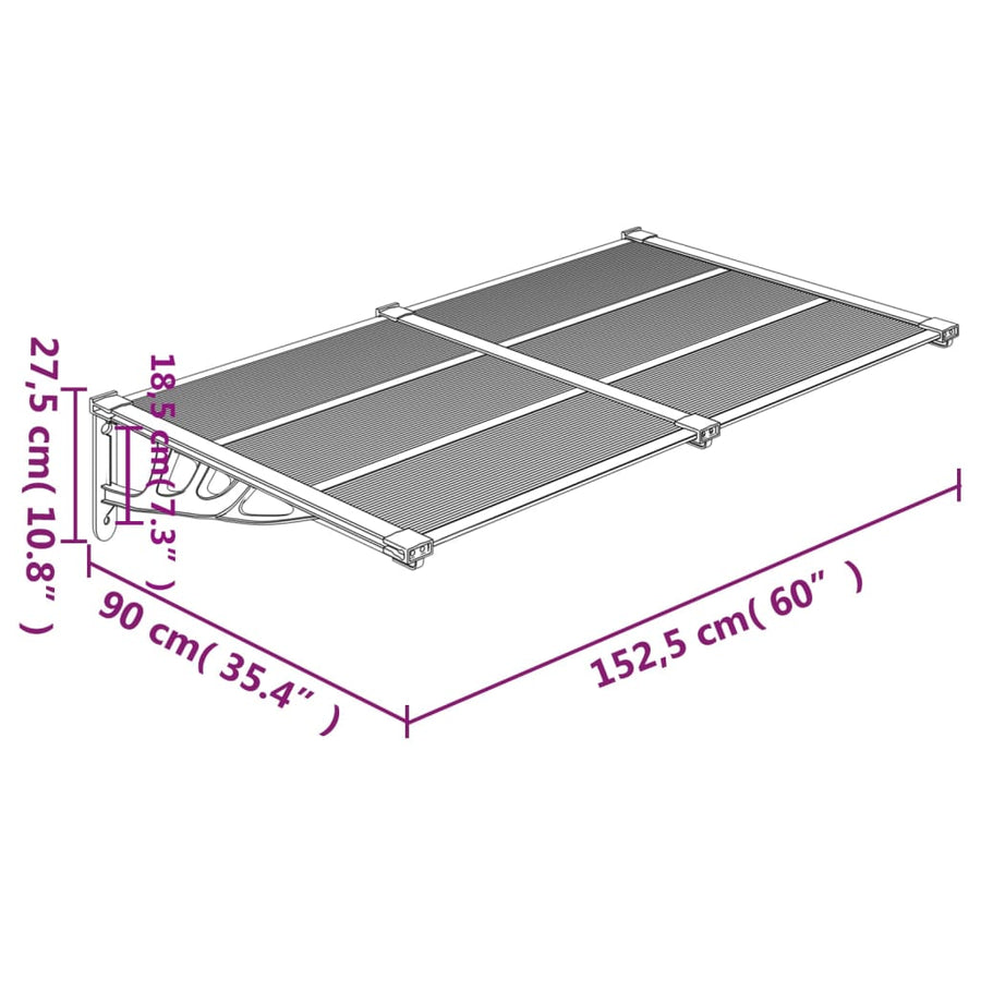 Deurluifel 152,5X90 Cm Polycarbonaat Zwart 152.5 x 90 cm