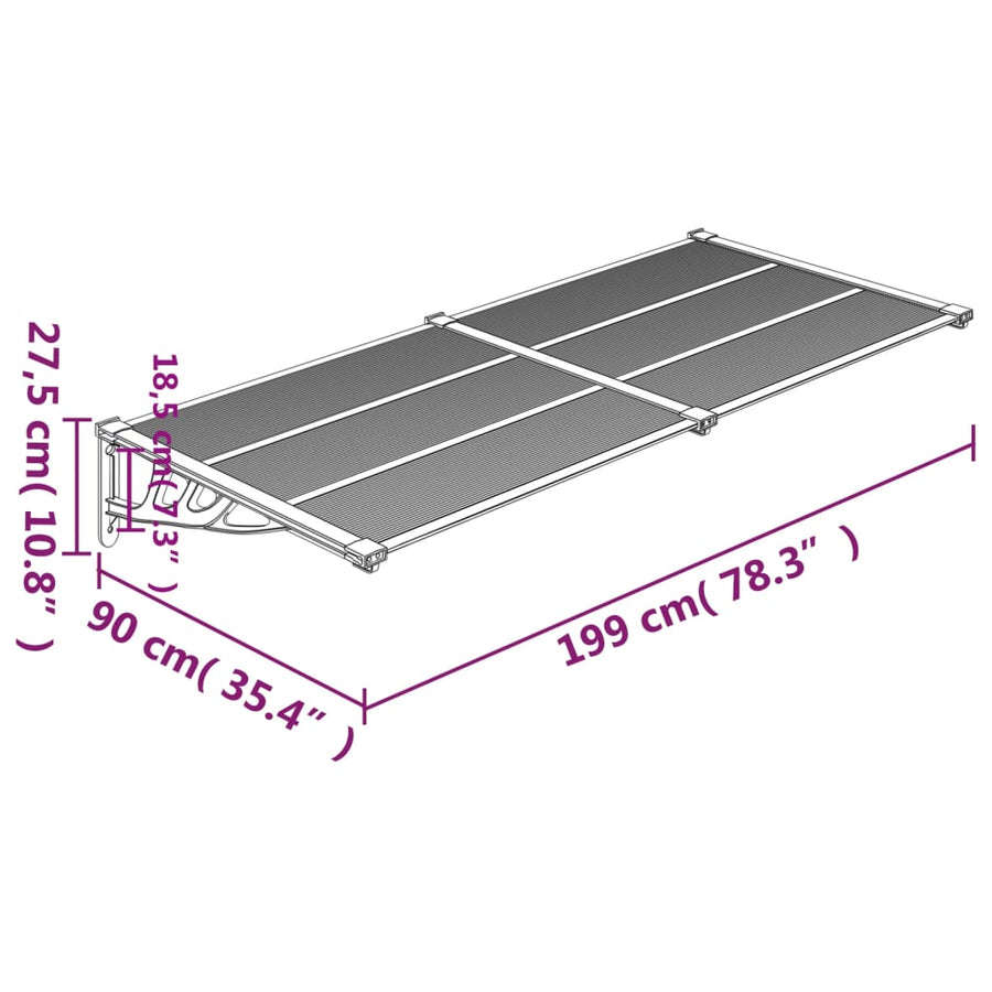 Deurluifel Polycarbonaat Zwart 199 x 90 cm