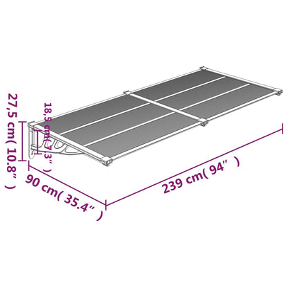 Deurluifel Polycarbonaat Zwart 239 x 90 cm