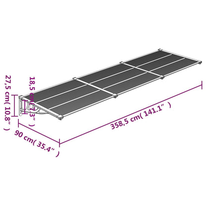 Deurluifel 358,5X90 Cm Polycarbonaat Zwart 358.5 x 90 cm