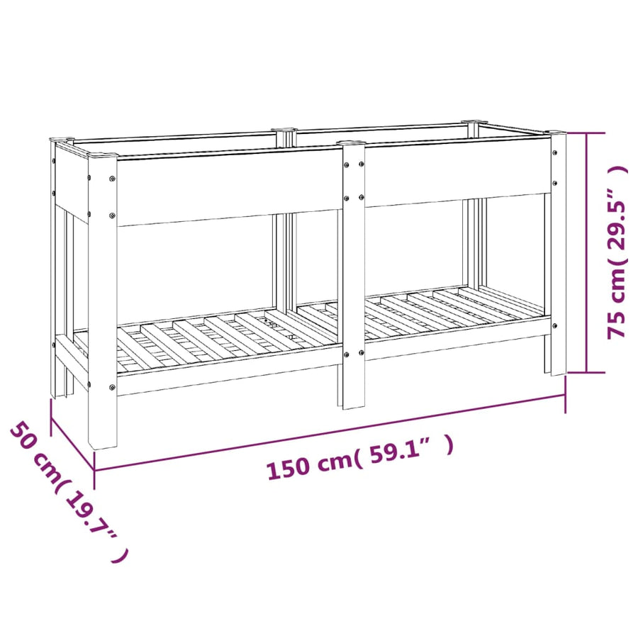 Plantenbak Verhoogd Met Schap Hkc Grijs 150 x 50 x 75 cm