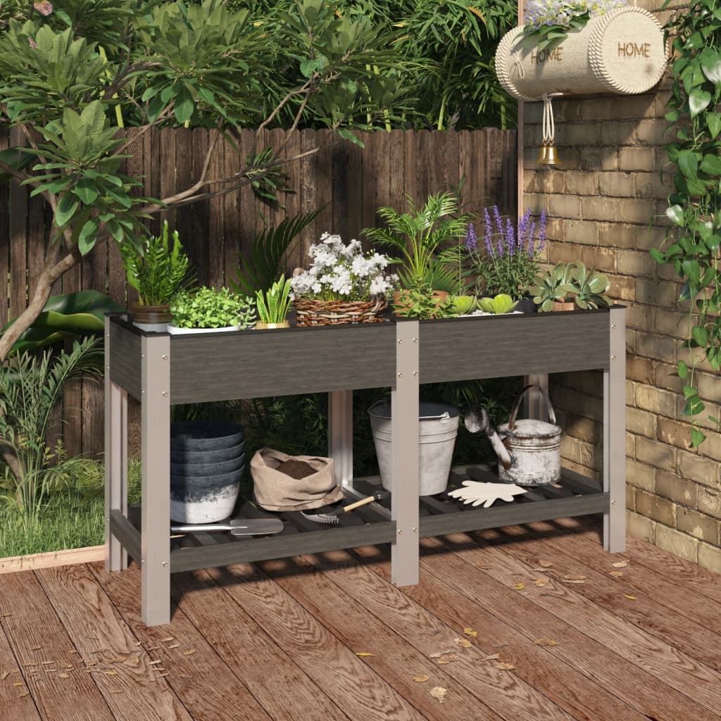 Plantenbak Verhoogd Met Schap Hkc Grijs 150 x 50 x 75 cm