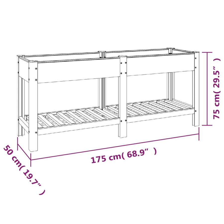 Plantenbak Verhoogd Met Schap Hkc Grijs 175 x 50 x 75 cm