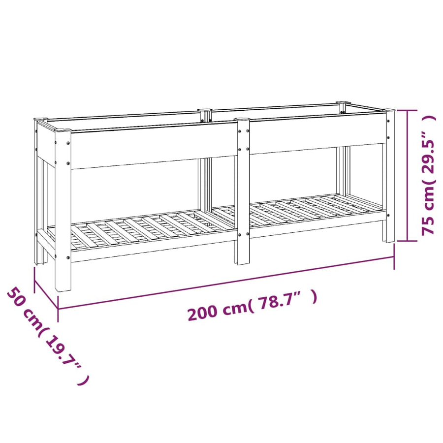 Plantenbak Verhoogd Met Schap Hkc Grijs 200 x 50 x 75 cm