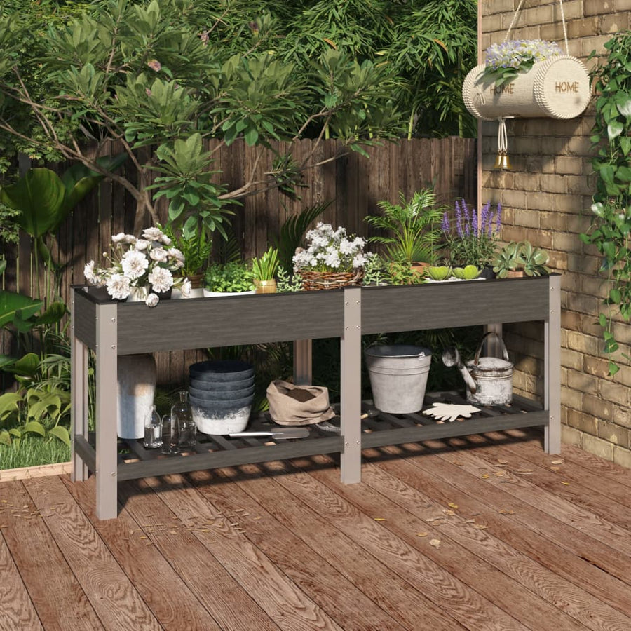 Plantenbak Verhoogd Met Schap Hkc Grijs 200 x 50 x 75 cm