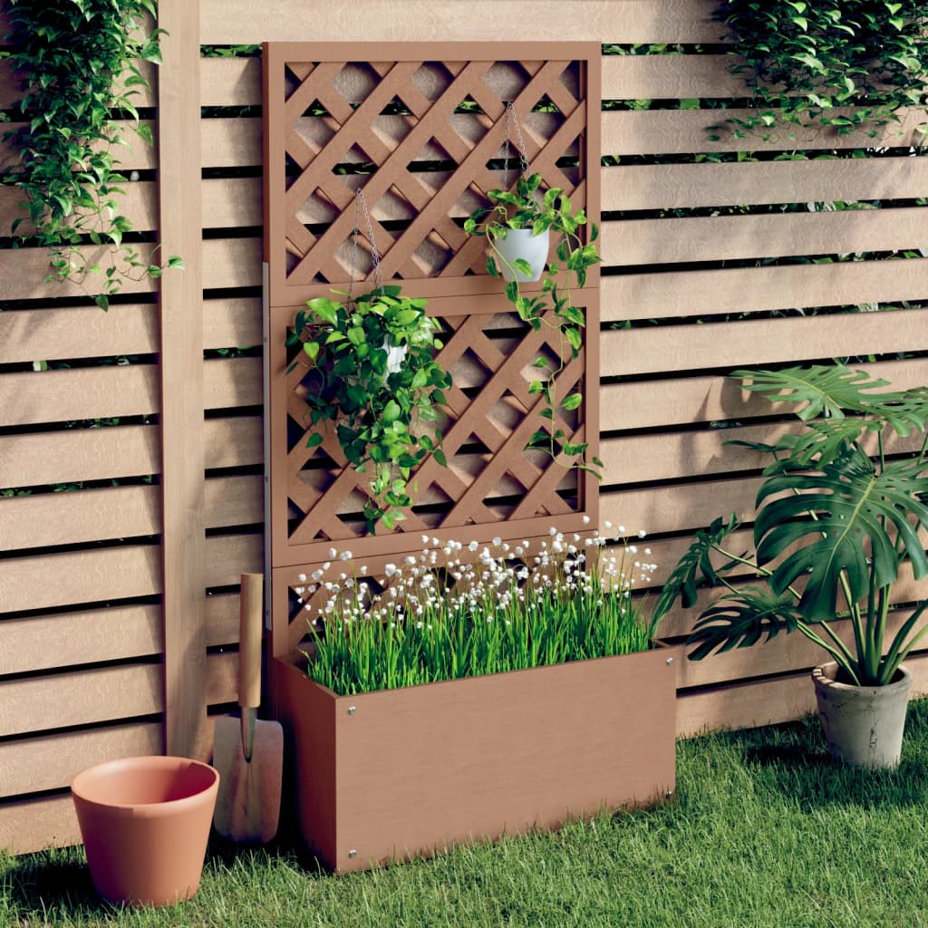 Plantenbak met latwerk 65x33x135 cm HKC bruin