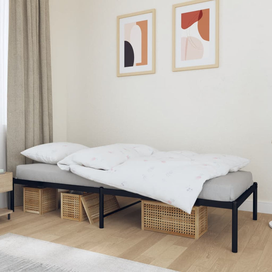 Bedframe metaal zwart 80x200 cm 80 x 200 cm zonder hoofdbord