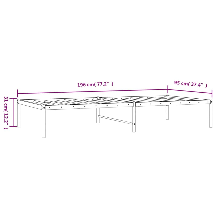 Bedframe metaal zwart 90x190 cm 90 x 190 cm Zwart