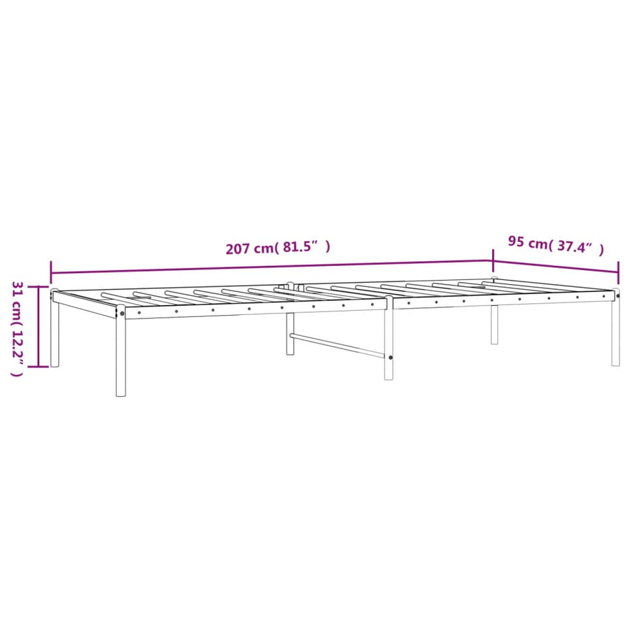 Bedframe metaal zwart 90x200 cm 90 x 200 cm Zwart