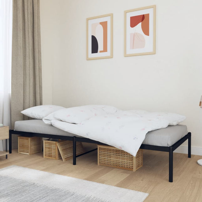 Bedframe metaal zwart 100x190 cm 100 x 190 cm zonder hoofdbord