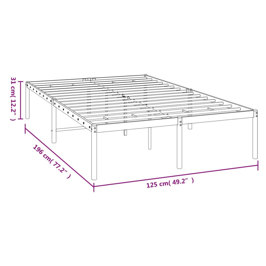 Bedframe metaal zwart 120x190 cm 120 x 190 cm zonder hoofdbord