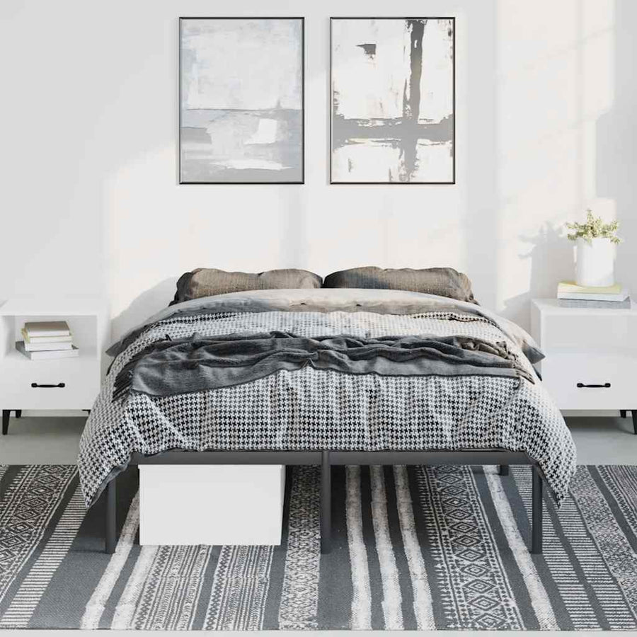 Bedframe metaal zwart 135x190 cm