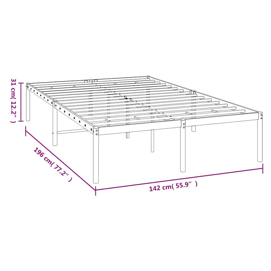 Bedframe metaal zwart 135x190 cm