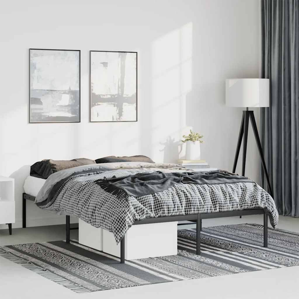 Bedframe metaal zwart 135x190 cm