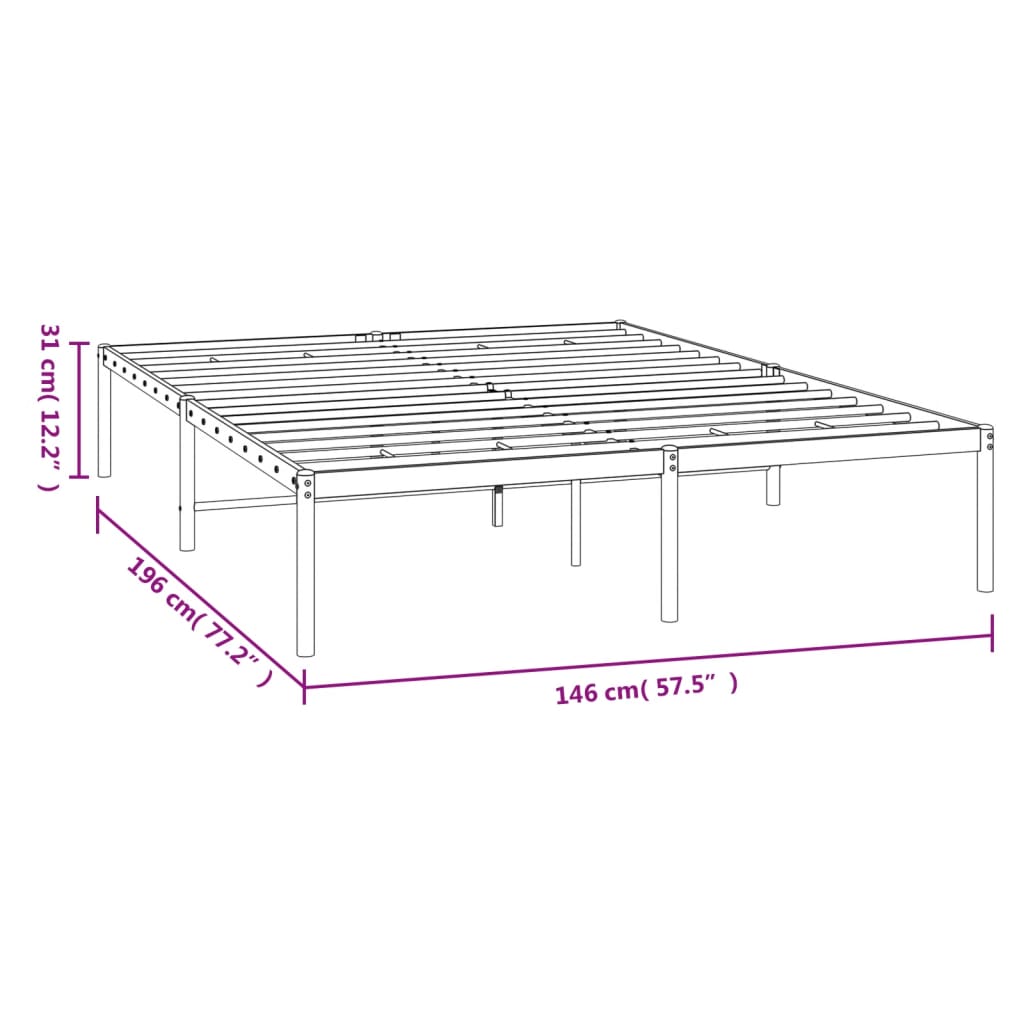 Bedframe metaal zwart 140x190 cm 140 x 190 cm Zwart