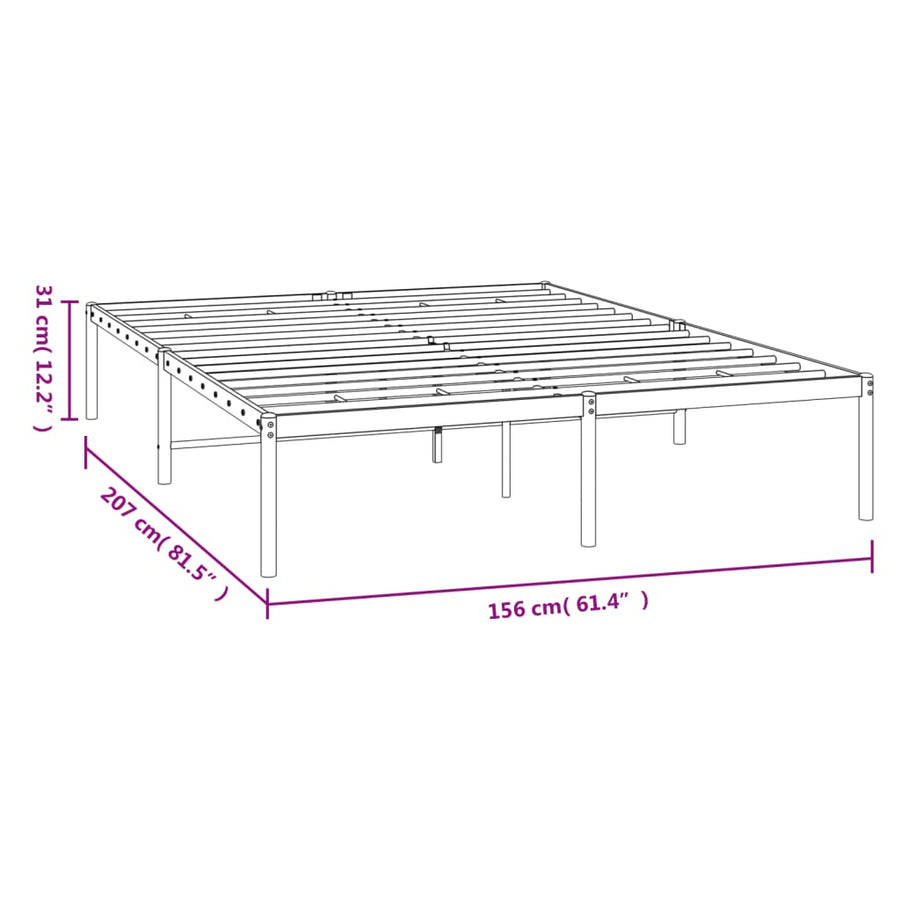 Bedframe metaal zwart 150x200 cm 150 x 200 cm zonder hoofdbord