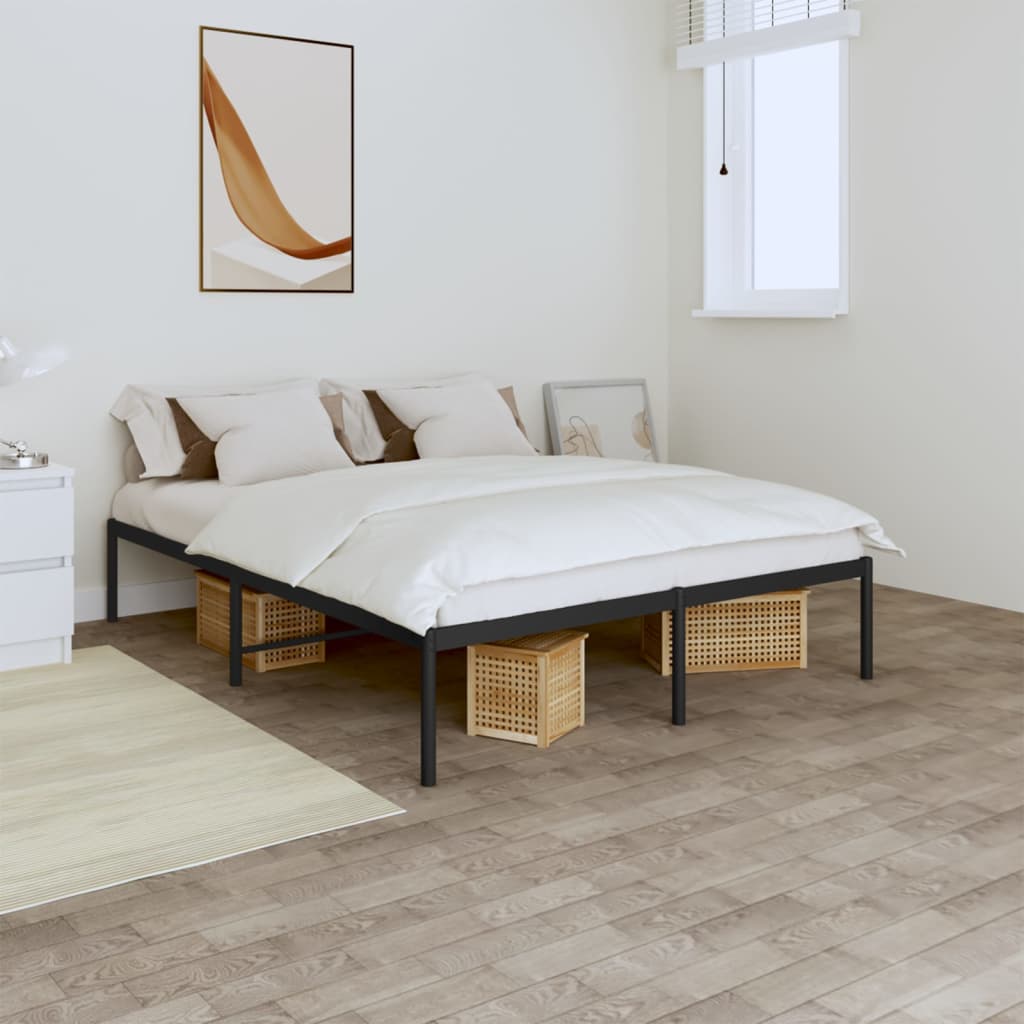 Bedframe metaal zwart 150x200 cm 150 x 200 cm zonder hoofdbord