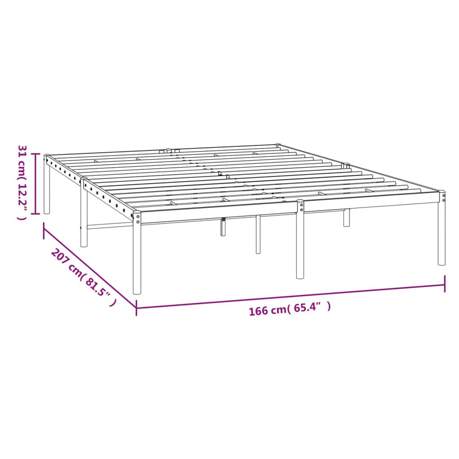 Bedframe metaal zwart 160x200 cm 160 x 200 cm zonder hoofdbord