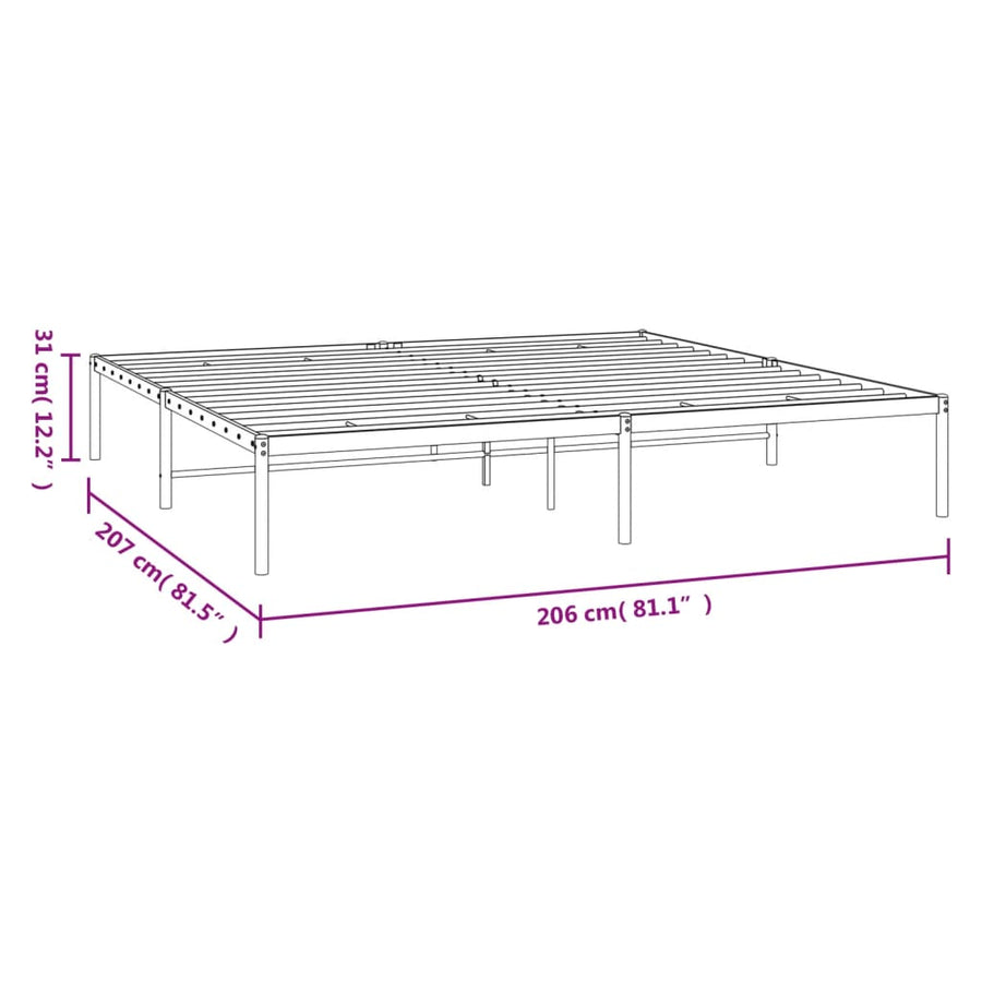Bedframe metaal zwart 200x200 cm 200 x 200 cm Zwart
