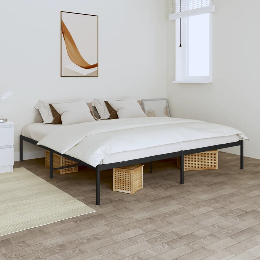 Bedframe metaal zwart 200x200 cm 200 x 200 cm Zwart
