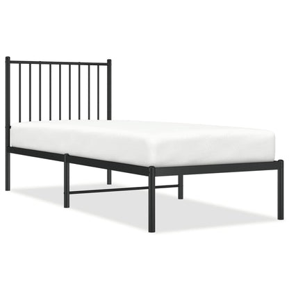 Bedframe met hoofdbord metaal zwart 75x190 cm 75 x 190 cm met hoofdbord
