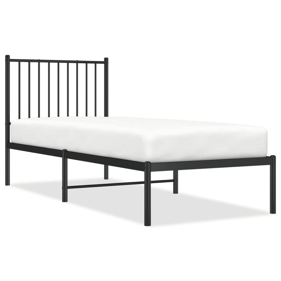 Bedframe met hoofdbord metaal zwart 75x190 cm 75 x 190 cm met hoofdbord