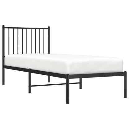 Bedframe met hoofdbord metaal zwart 75x190 cm 75 x 190 cm met hoofdbord