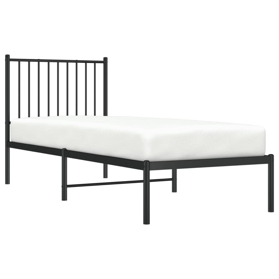 Bedframe met hoofdbord metaal zwart 75x190 cm 75 x 190 cm met hoofdbord