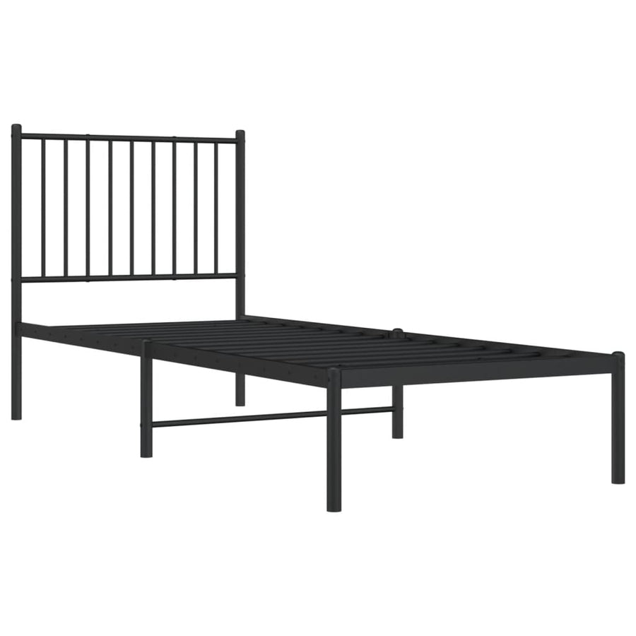 Bedframe met hoofdbord metaal zwart 75x190 cm 75 x 190 cm met hoofdbord