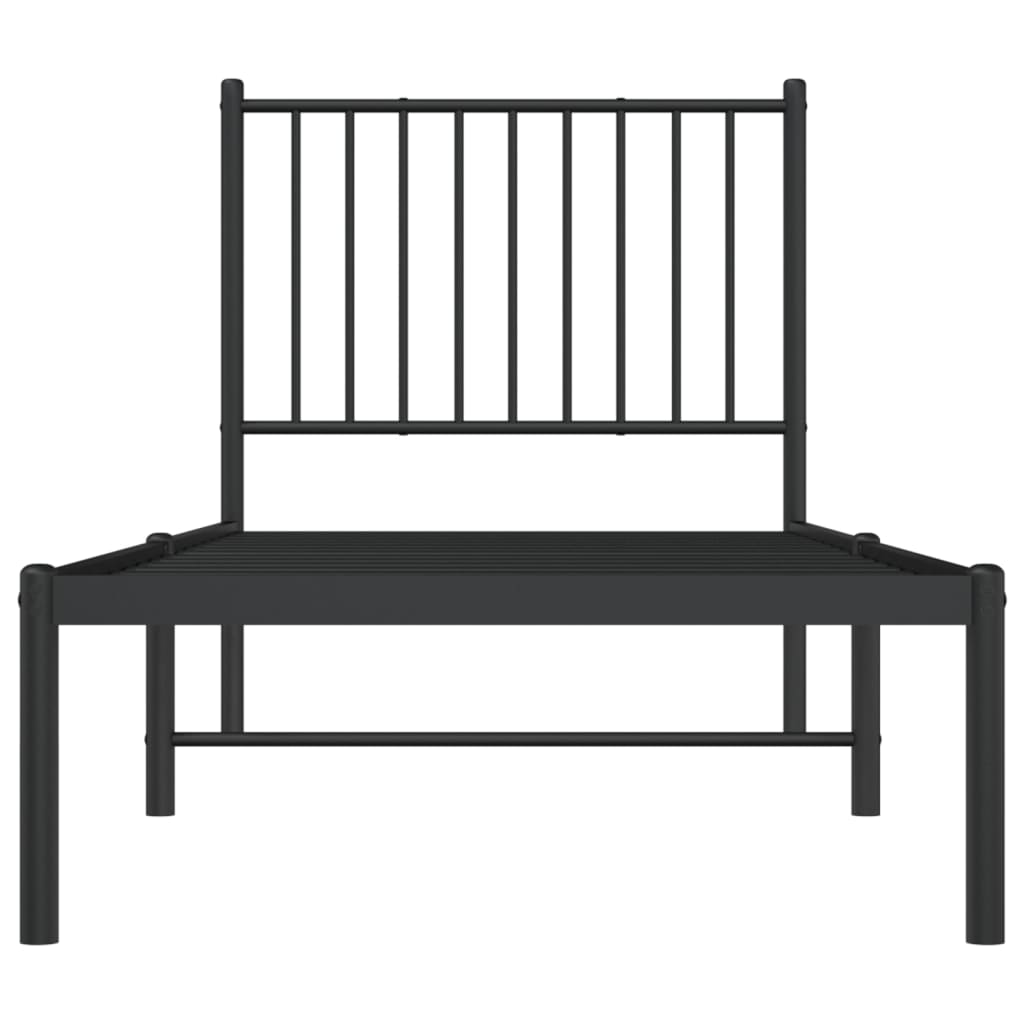 Bedframe met hoofdbord metaal zwart 75x190 cm 75 x 190 cm met hoofdbord