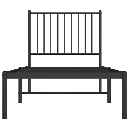 Bedframe met hoofdbord metaal zwart 75x190 cm 75 x 190 cm met hoofdbord