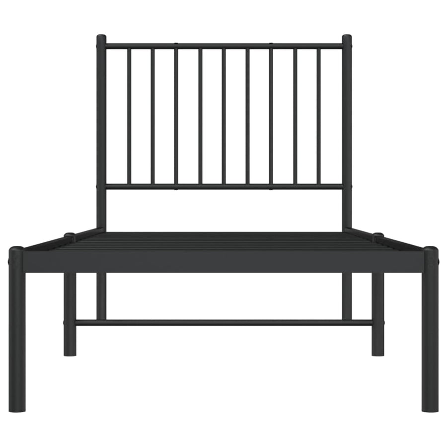 Bedframe met hoofdbord metaal zwart 75x190 cm 75 x 190 cm met hoofdbord