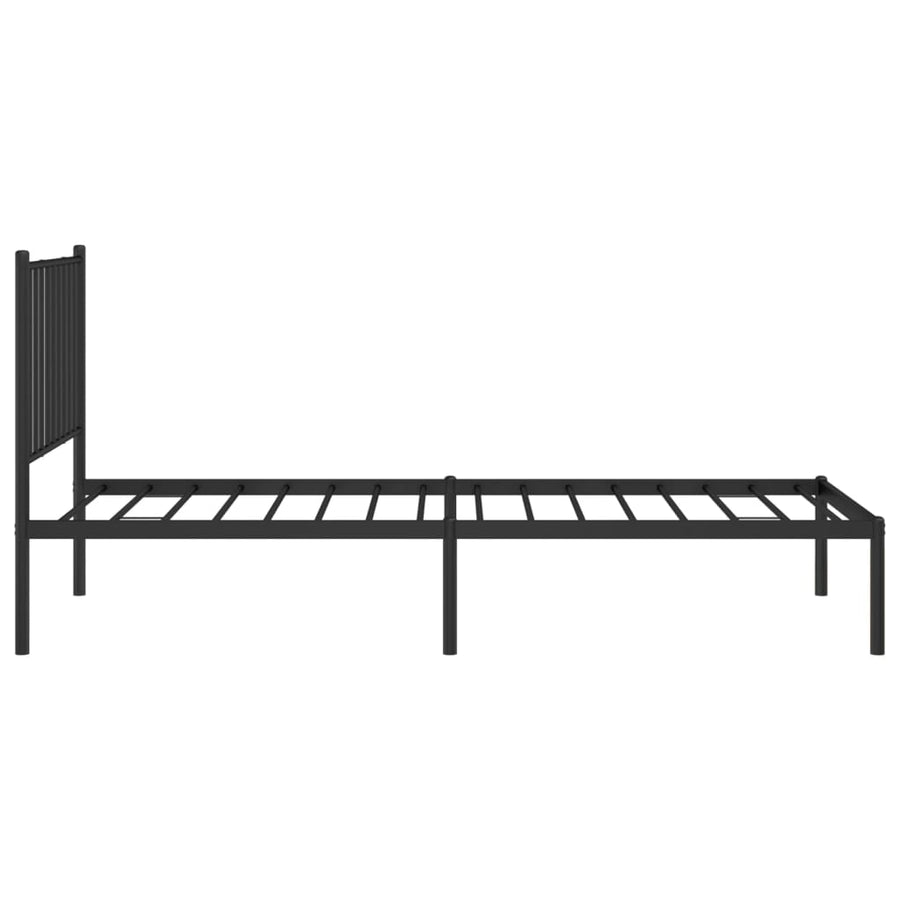 Bedframe met hoofdbord metaal zwart 75x190 cm 75 x 190 cm met hoofdbord