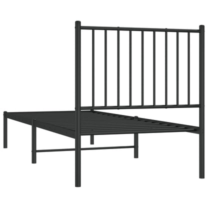 Bedframe met hoofdbord metaal zwart 75x190 cm 75 x 190 cm met hoofdbord