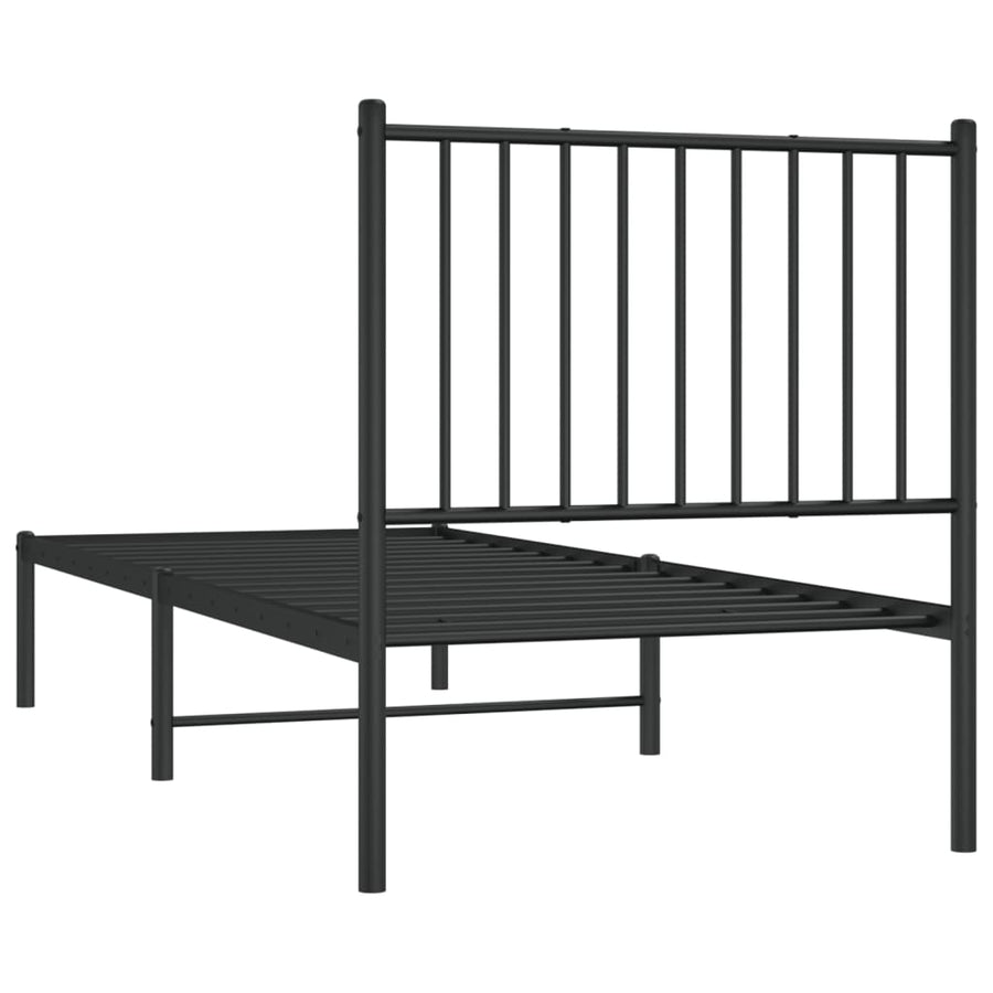 Bedframe met hoofdbord metaal zwart 75x190 cm 75 x 190 cm met hoofdbord