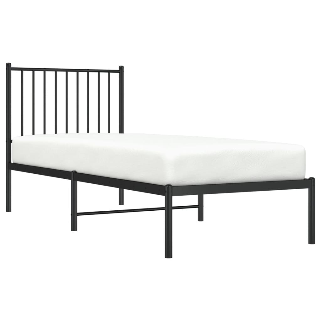 Bedframe met hoofdbord metaal zwart 80x200 cm 80 x 200 cm met hoofdbord