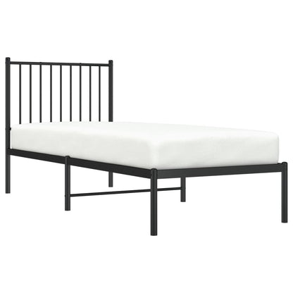 Bedframe met hoofdbord metaal zwart 80x200 cm 80 x 200 cm met hoofdbord