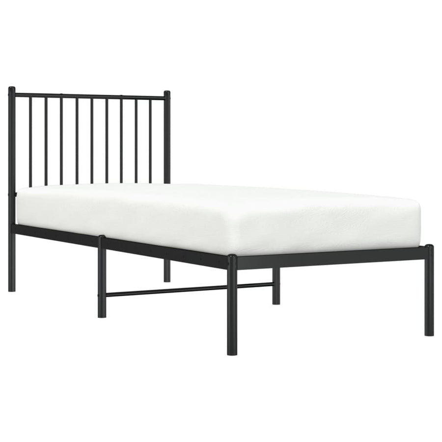 Bedframe met hoofdbord metaal zwart 80x200 cm 80 x 200 cm met hoofdbord