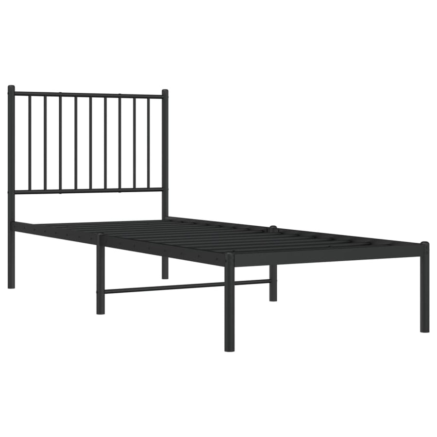 Bedframe met hoofdbord metaal zwart 80x200 cm 80 x 200 cm met hoofdbord