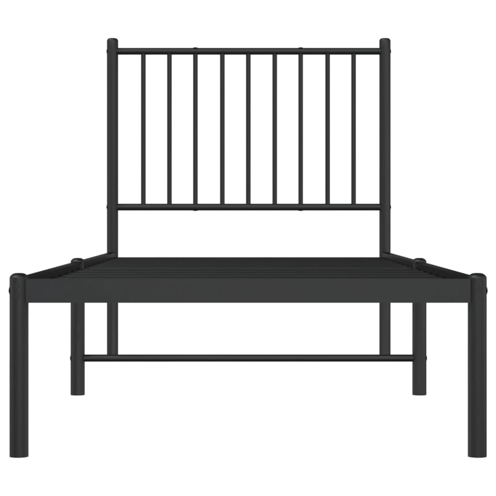 Bedframe met hoofdbord metaal zwart 80x200 cm 80 x 200 cm met hoofdbord